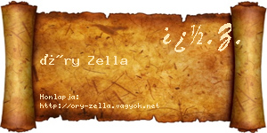 Őry Zella névjegykártya